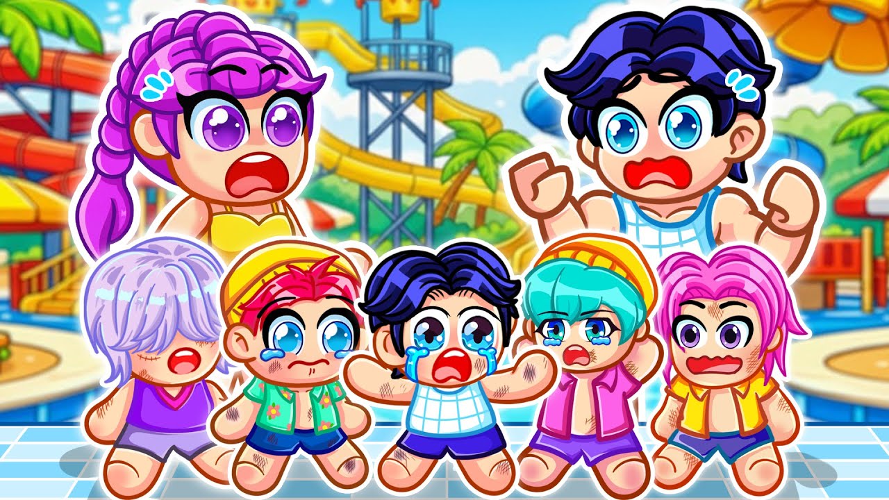 Our QUINTUPLETS Have a BIG PROBLEM at the WATERPARK in Roblox! | Kpop Demon Hunters