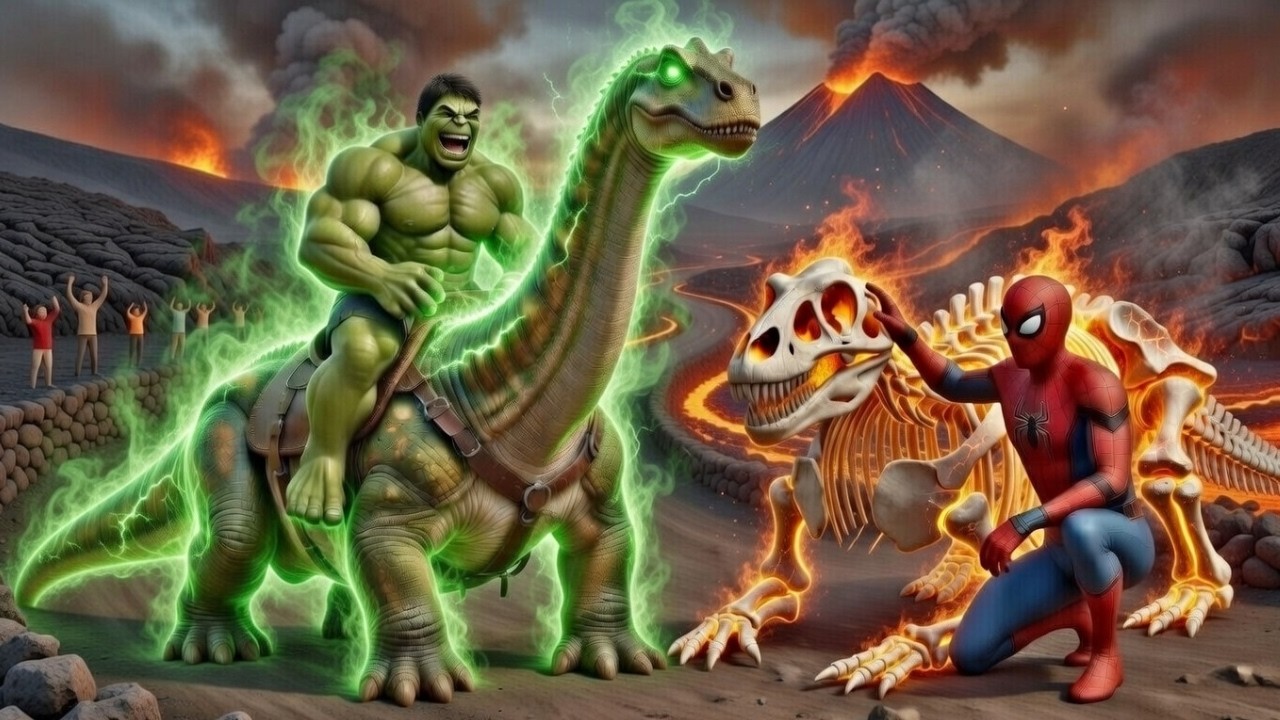 🦕🕷️ SPIDERMAN Wins The Magic Giant Brachiosaurus Racing Championship – Epic Racing Challenge!