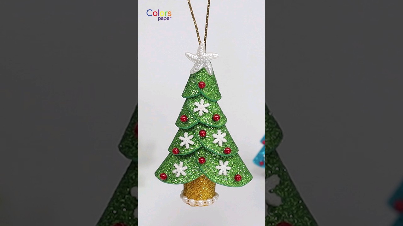 DIY Christmas Decoration Ideas🎄Glitter Foam Craft⭐Christmas Tree Shaped Ornaments #christmas #diy