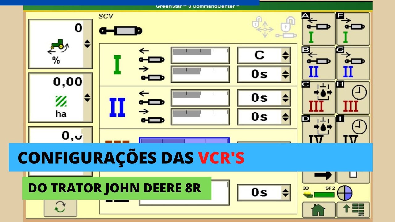Configuração das VCR'S do trator John Deere 8R
