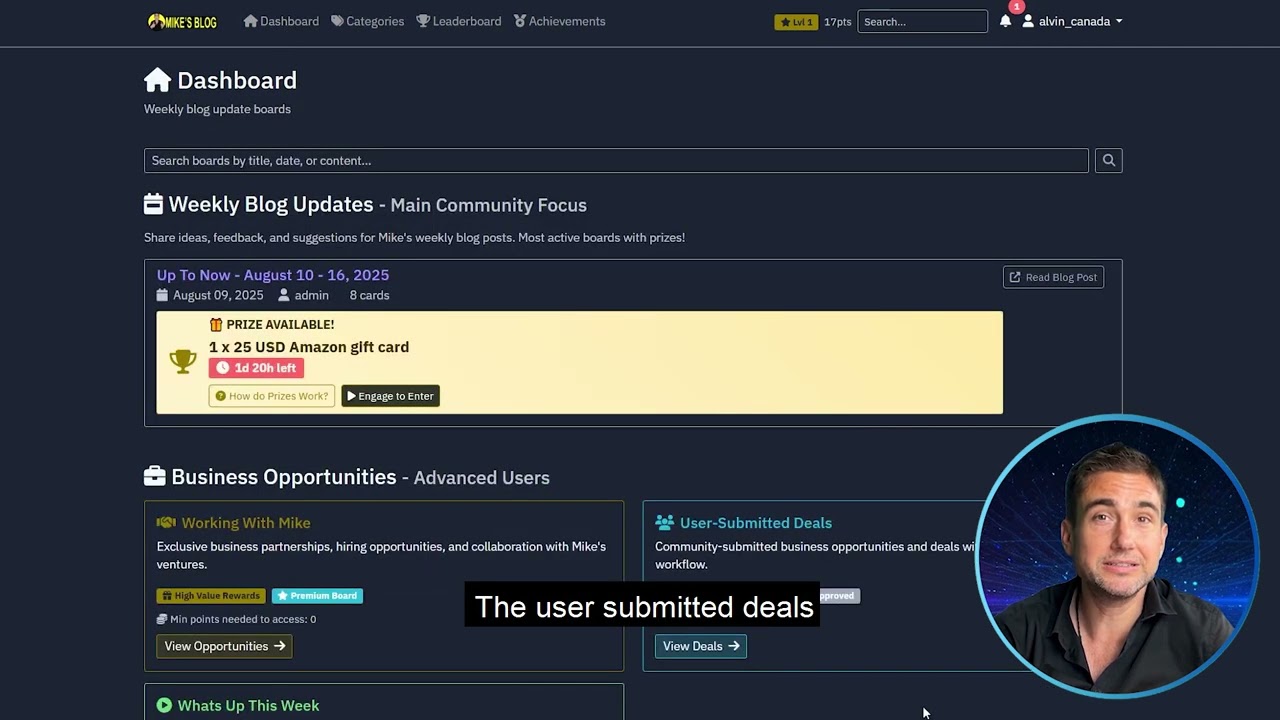 Mike's Blog Now - Dashboard Overview