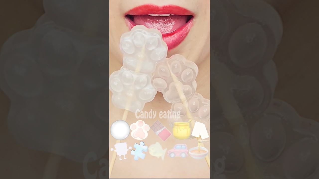 ASMR WHITE SILVER EMOJI FOOD kohakuto sprinkle honey jelly mukbang eating sounds