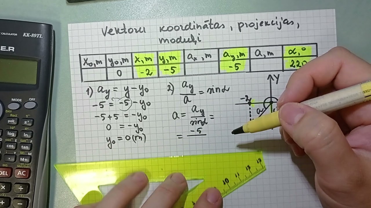 Vektoru koordinātas, projekcijas, moduļi
