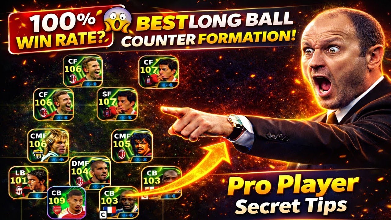 😱LONG BALL COUNTER BROKEN FORMATION🚨 ৯০% লোক জানে না এই ফরমেশন || Efootball 2026 Best LBC Formation