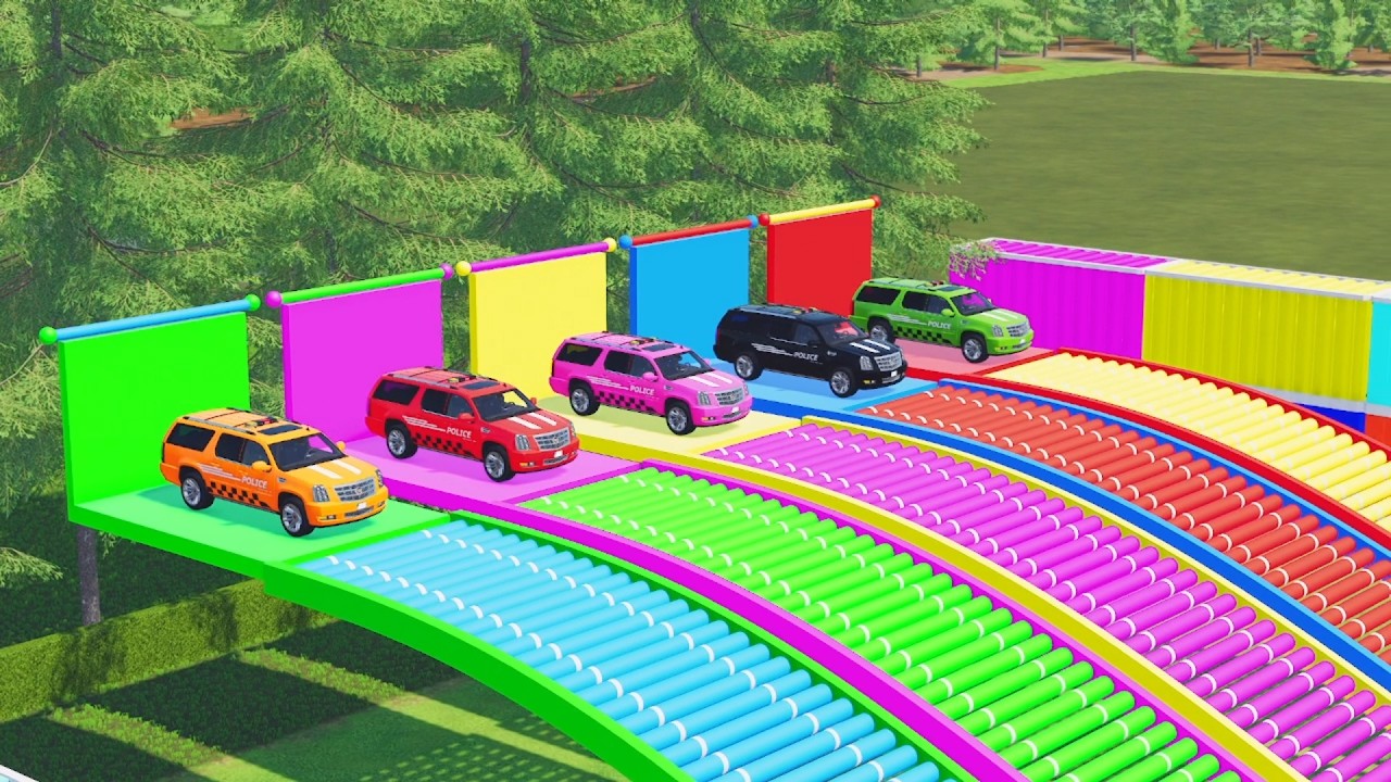 Transporting Lamborghini vs Pickup VS police With Colors In Fs22  Farming Simulator 22  #3