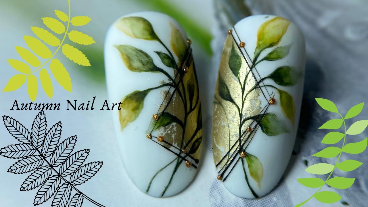 Quick and Easy Aquarelle Autumn Nail Design|Autumn Nail Art|Nail Art Autunnale con Aquarelli