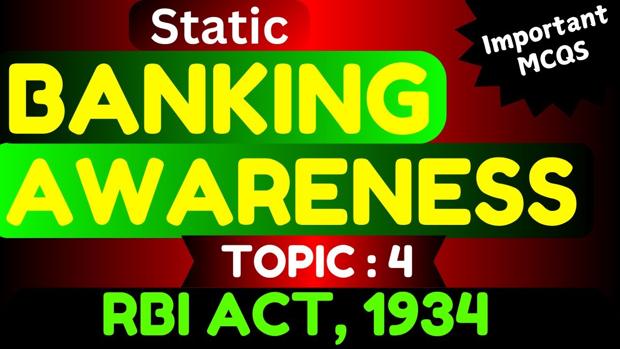 RBI Act 1934 Important MCQ | Important Financial Awareness mcqs | 50 Important Banking Awareness MCQ