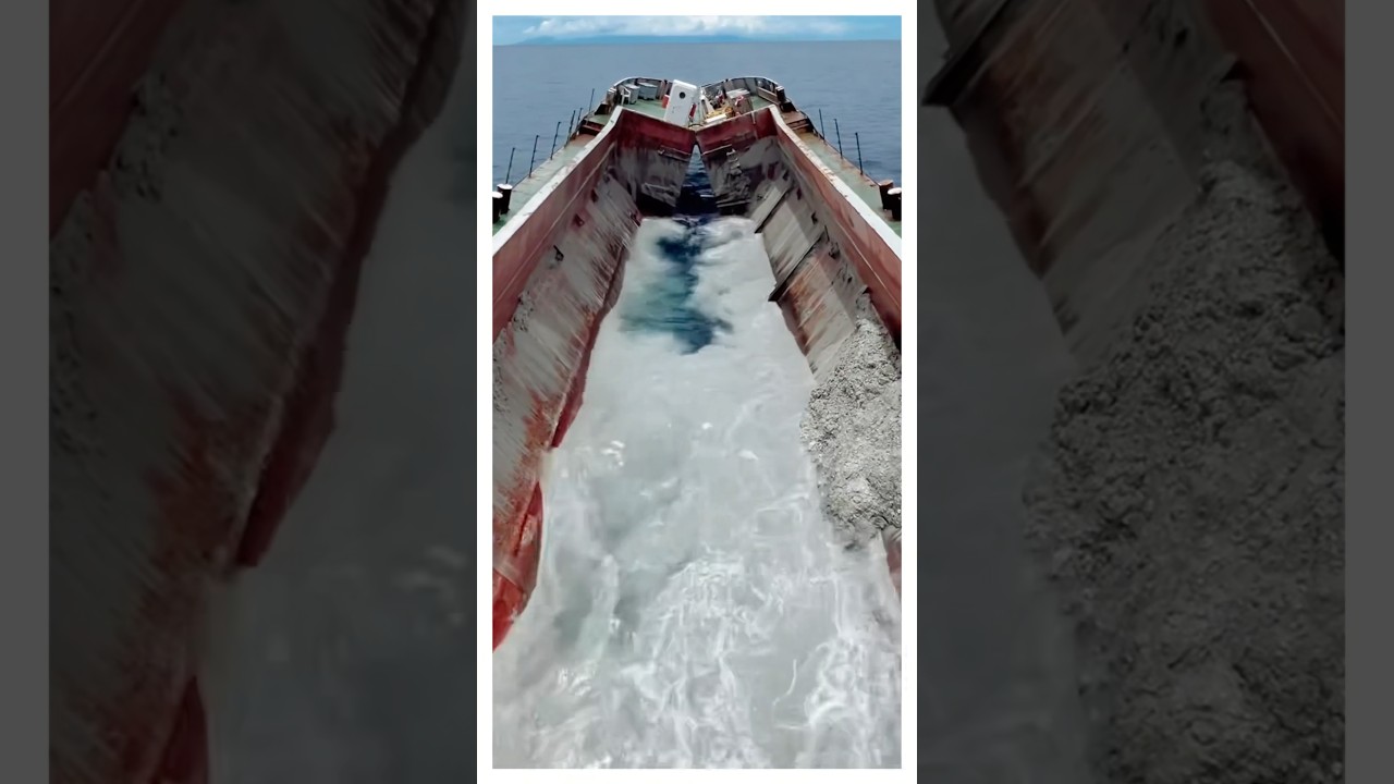 Как эта баржа раскалывается пополам посреди океана?