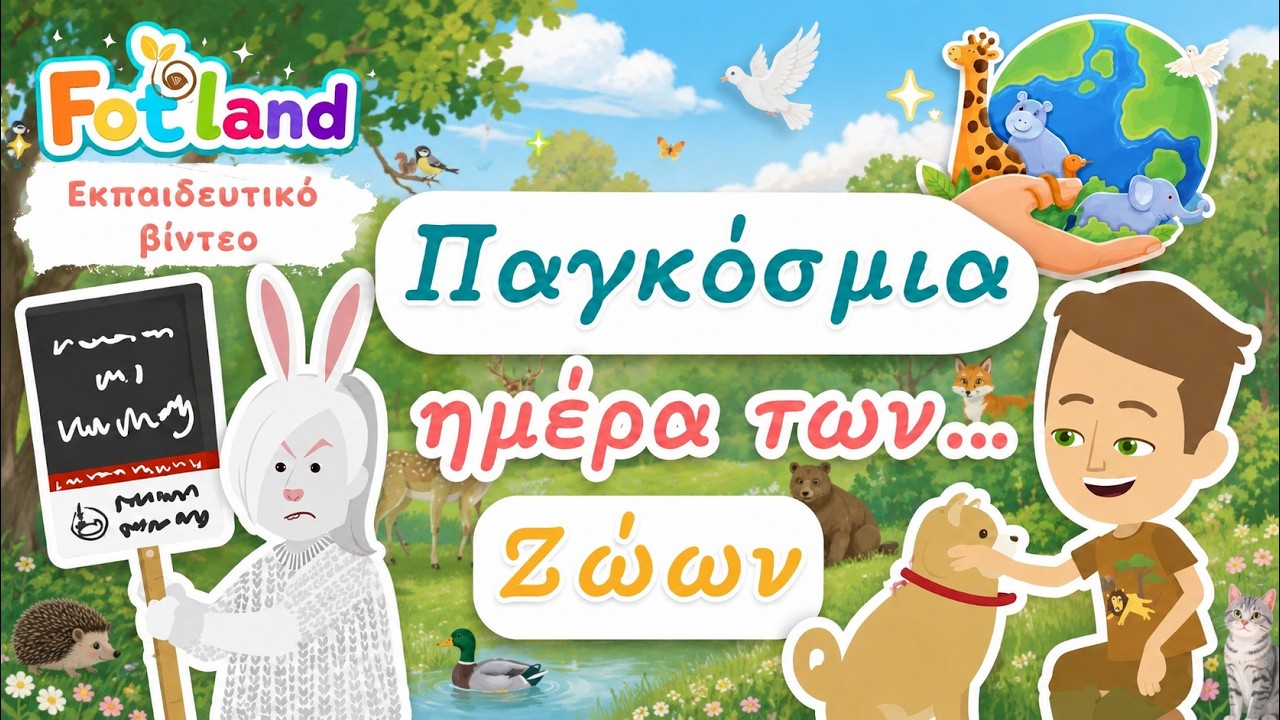 Η Παγκόσμια μέρα των Ζώων στο νηπιαγωγείο 🦒 Μαθαίνω για τα ζώα 🐘 Εκπαιδευτικό βίντεο