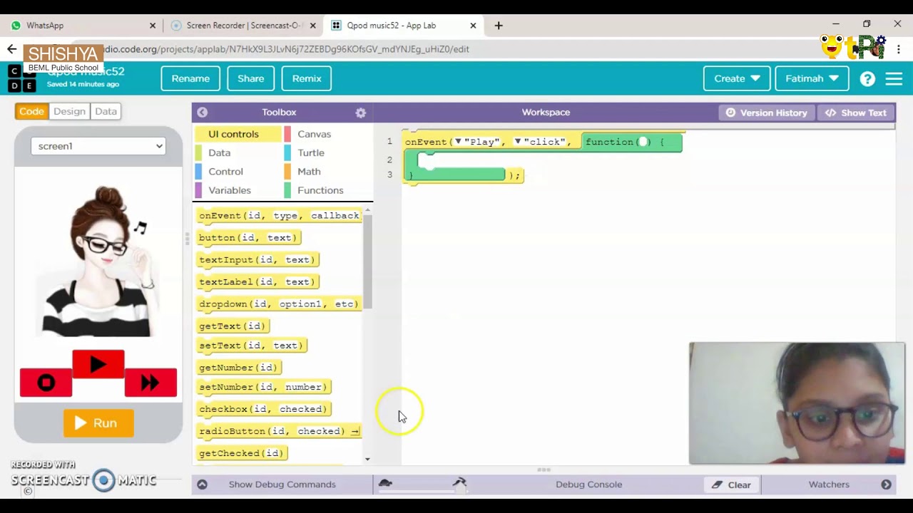 App Lab, Qpod Project by Fatimah Zahra I Coding & Robotics with QtPi