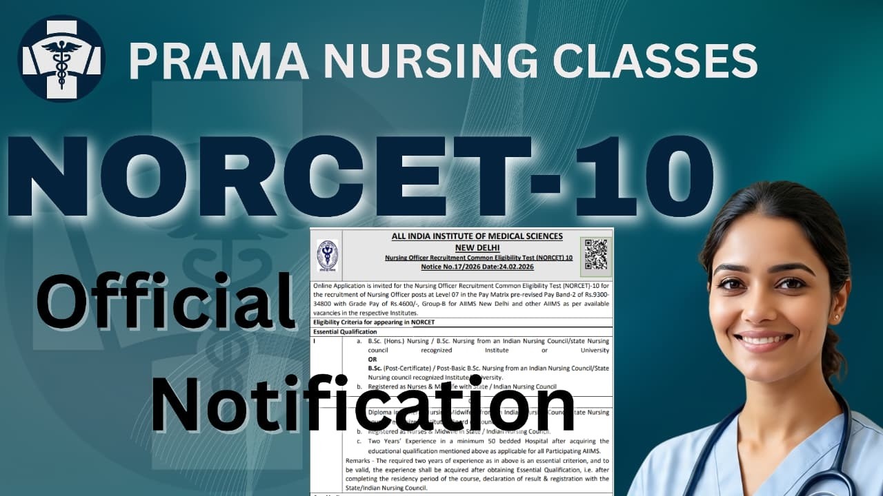 AIIMS NORCET 10 OFFICIAL NOTIFICATON #pramanursingclasses #norcet10 #aiimsnorcet2026 #education