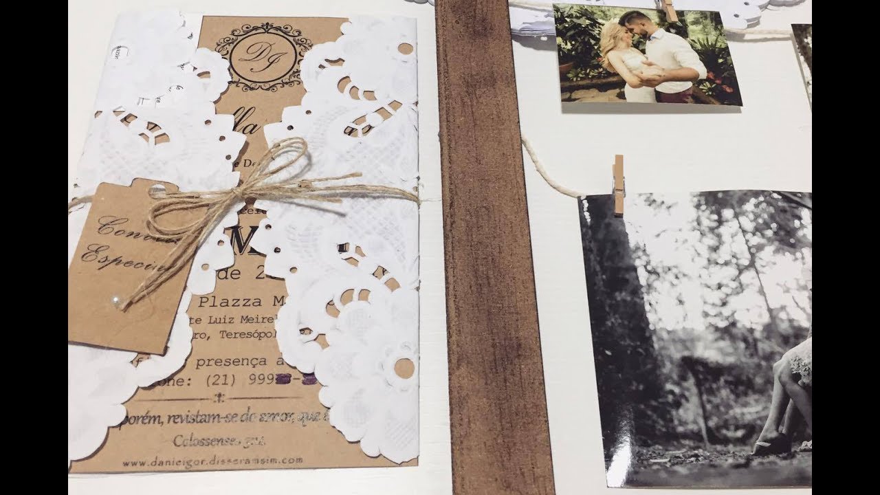 DIY: MEU CONVITE DE CASAMENTO + VARAL DE FOTOS RÚSTICO | #CASANDOAOS18