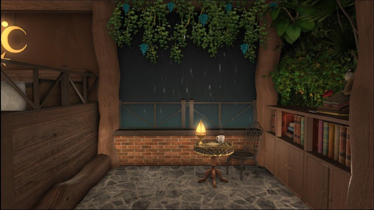 FFXIV/FF14 House/Housing-RL38(Vintage country wooden house in night rain, no filter)