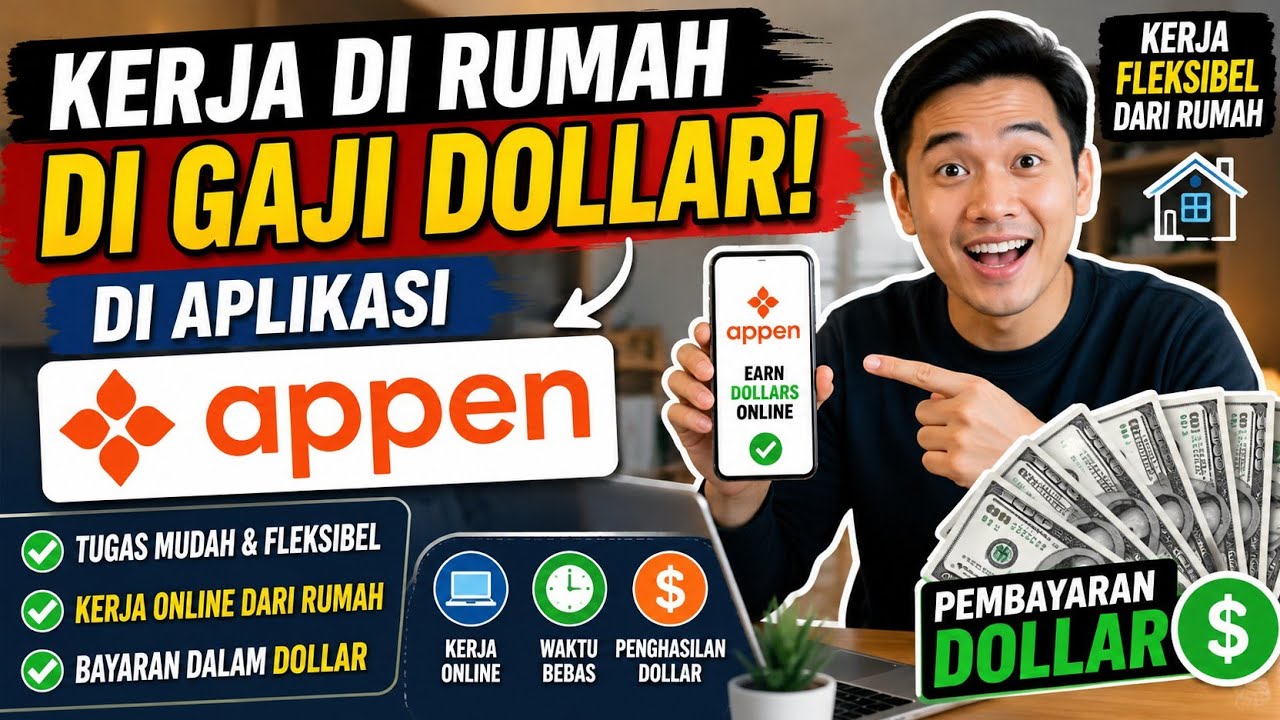KERJA DI RUMAH DIGAJI DOLLAR! | Aplikasi Appen untuk Penghasilan Online