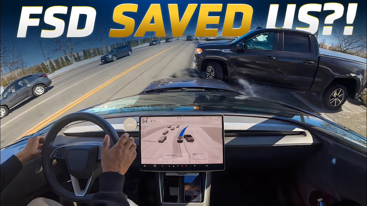 Truck Cuts Off Tesla FSD… Split-Second Save! (v14.2.2.5)
