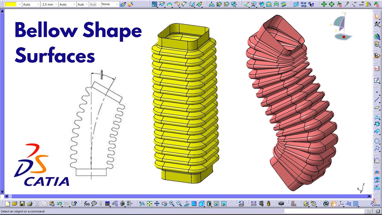 CATIA Surface Design | How to Create a Bellow Shape Surfaces | CATIA V5 GSD Tutorial ⚙️