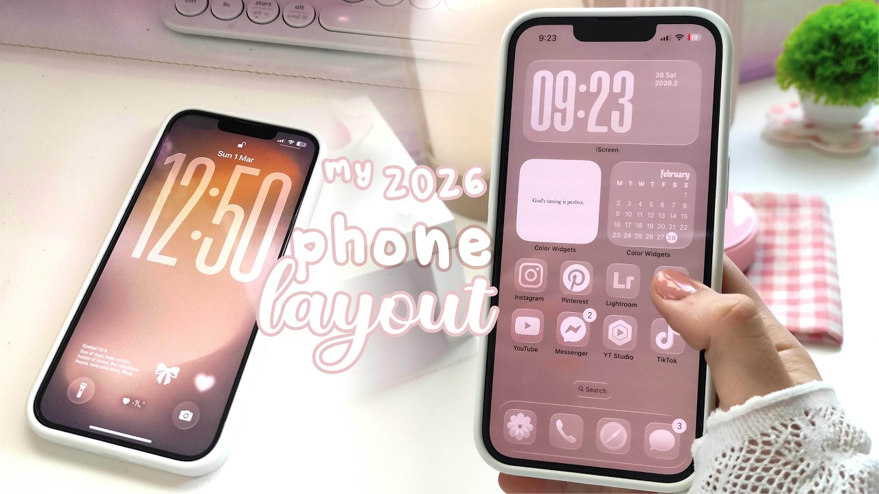 my 2026 NEW iPHONE LAYOUT 💌 iphone refresh | minimal layout & declutter with me ☁️