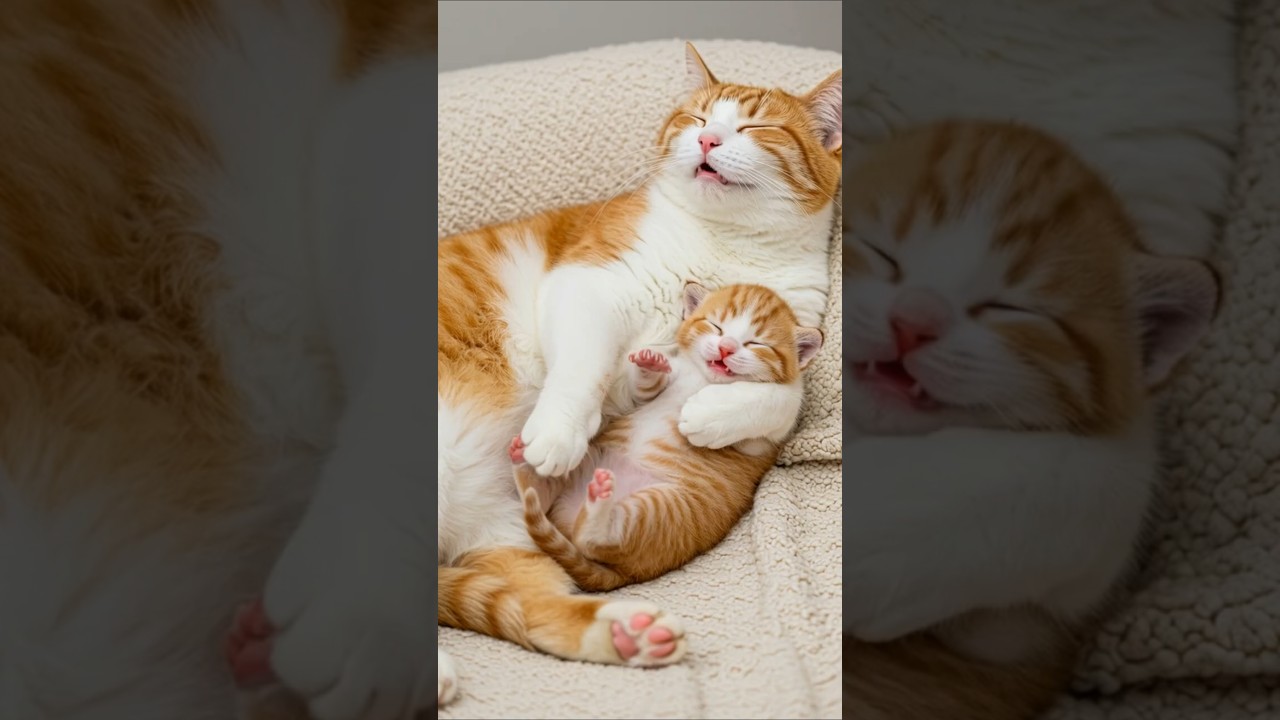 Sleepy But Caring! Mom Cat&rsquo;s Heartwarming Moment  #cat #catlovers #kitten #momcat