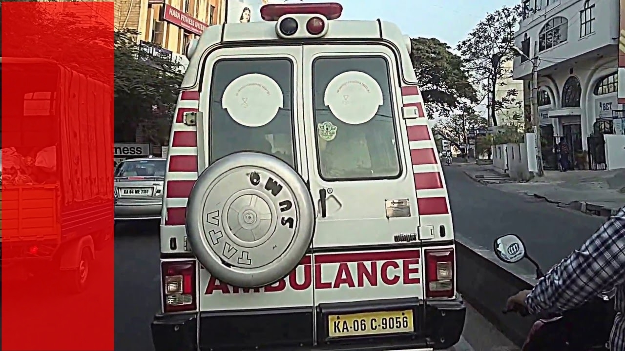 Ambulance responding in busy Bangalore traffic