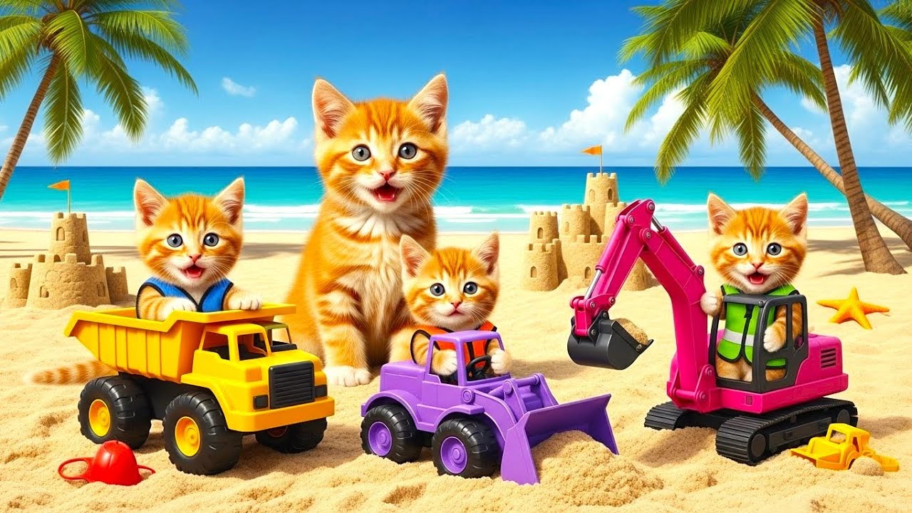 Mama Cat Trims Fur on the Farm and Makes Tiger Hat For Kittens At Home 🐾🎩🐯