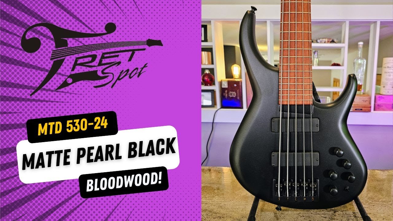 MTD 530-24 Bass in Matte Pearl Black with Bloodwood Fingerboard. Effortless Play, Full-Size Sound!