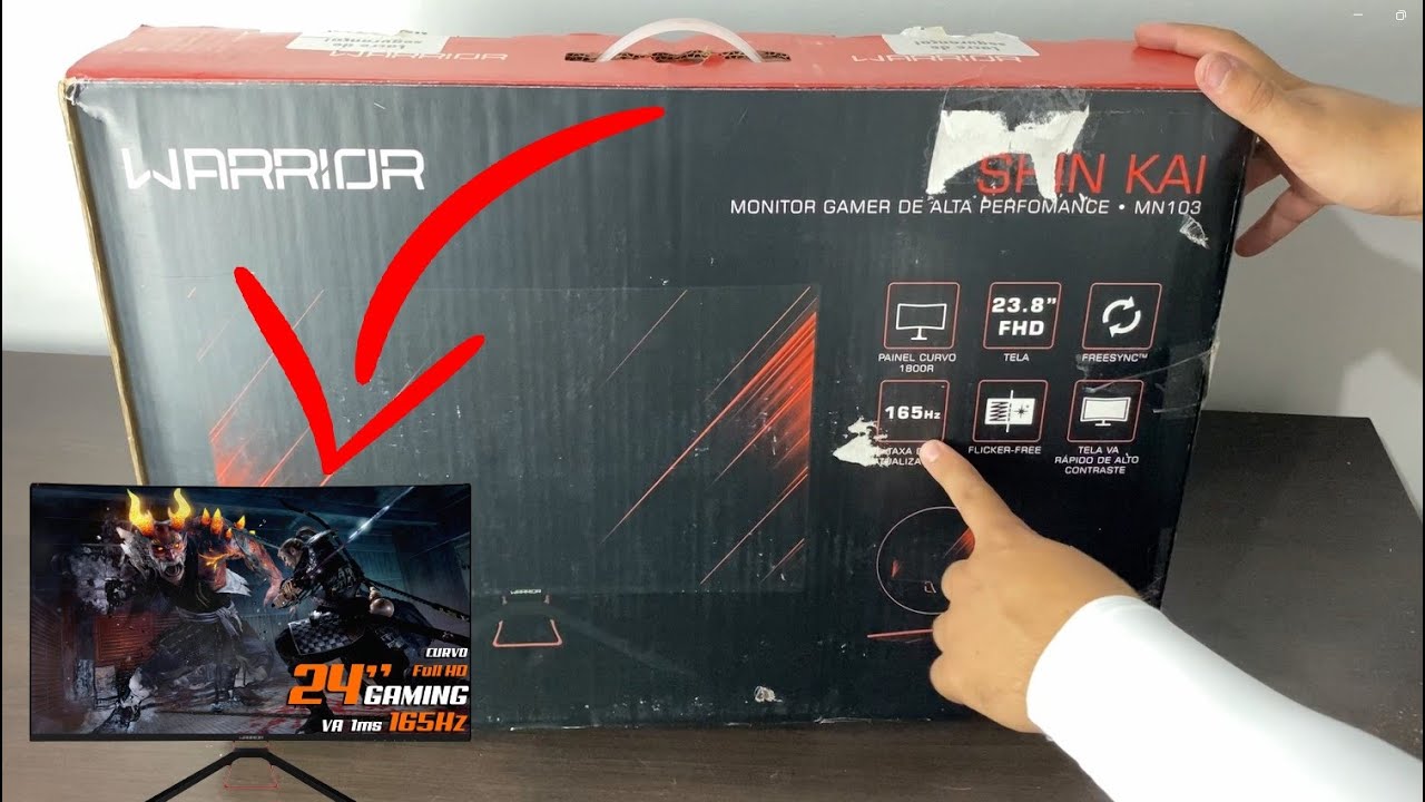 PE&Ccedil;AS DO NOVO PC GAMER 2023 DO ALIEXPRESS 2023 #08 - MONITOR GAMER WARRIOR SHINKAI 165HZ 24 Unboxing