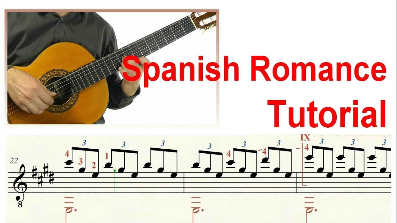 ♫♫ Spanish Romance  - Guitar Tutorial (Score & TAB)