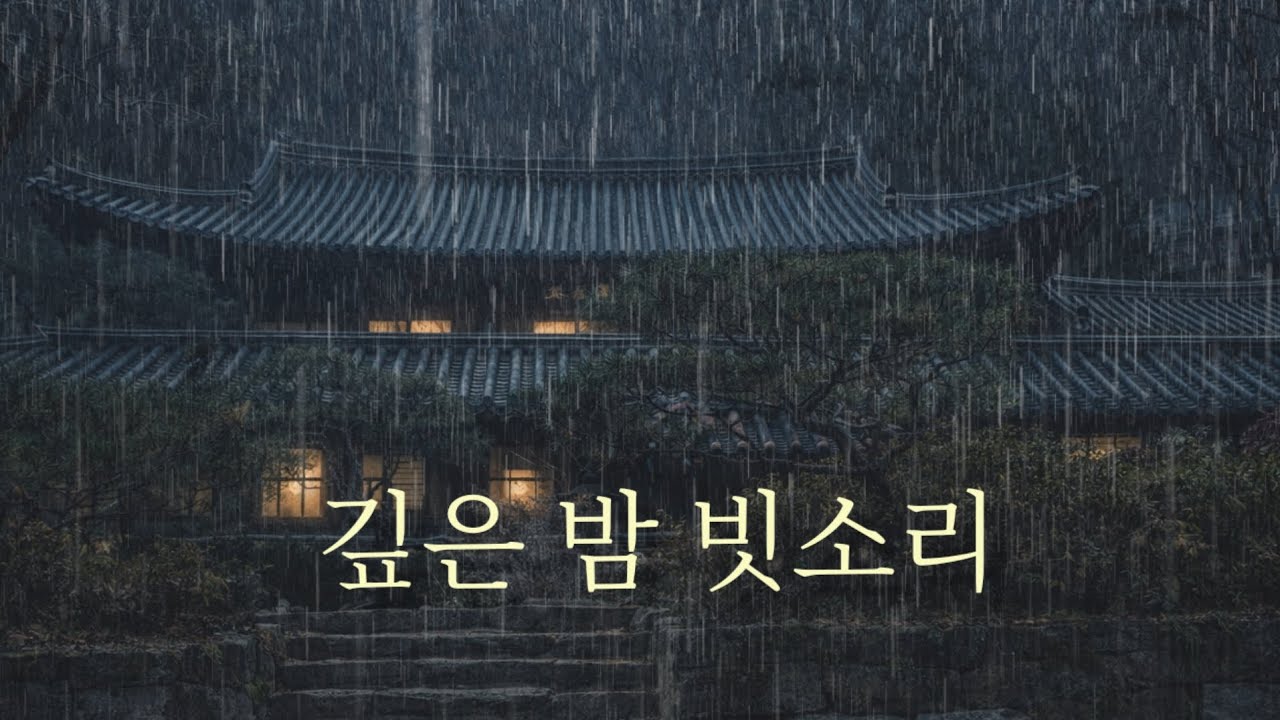 깊은 밤, 비내리는 고요한 사찰의 빗소리 | 숙면유도 