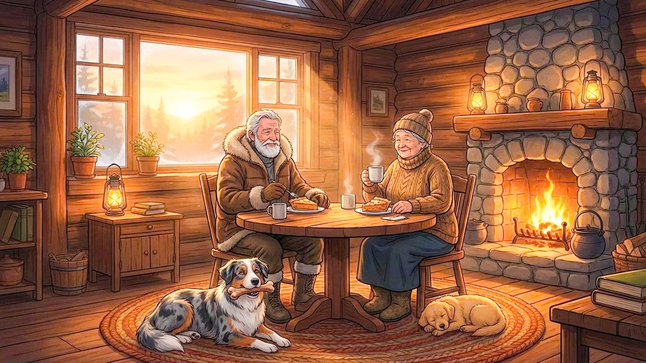 Healing a Frozen Dog Family: The Old Couple's Warm Cabin | Ghibli Style
