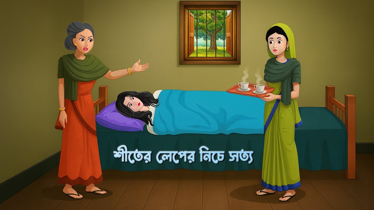 শীতের লেপের নিচে সত্য | Bangla Family Drama | Bengali Village Story | Golpo Konna Cartoon