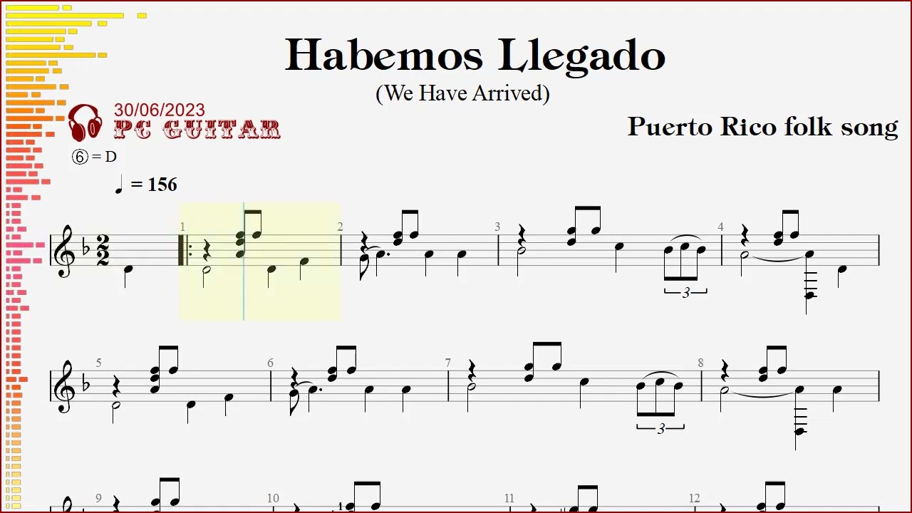 Puerto Rico folk song, Habemos Llegado, guitar