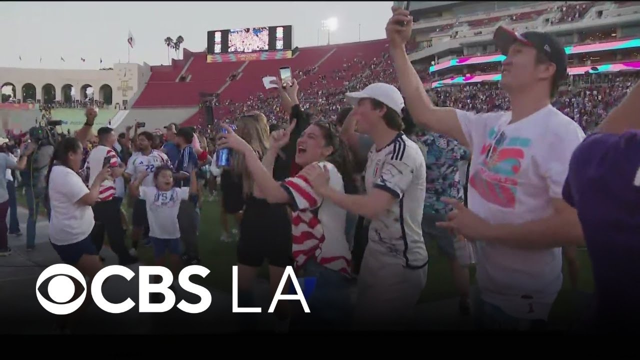 US fans celebrate national teams historic World Cup win at the LA Coliseum