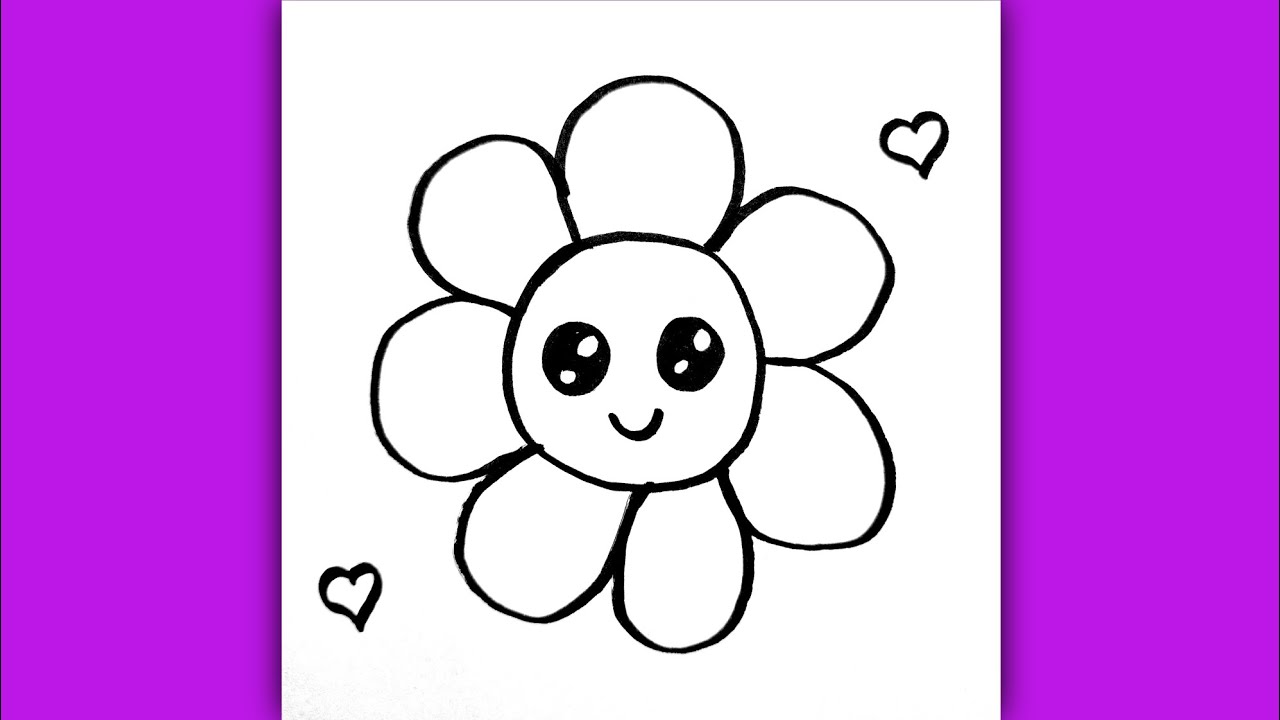 Super Easy Cute Flower Drawing for Kids