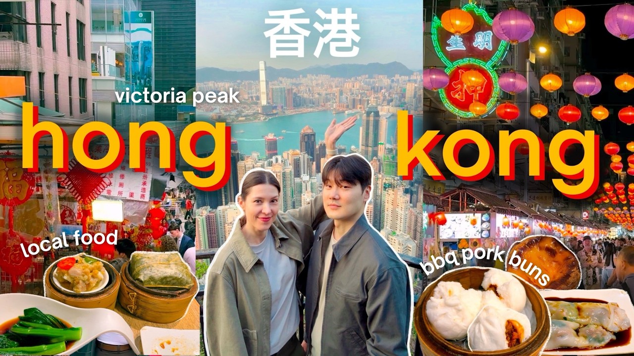 first time in HONG KONG! 🇭🇰 victoria peak 🌃 bbq pork buns & street food 🥟 eating & exploring central
