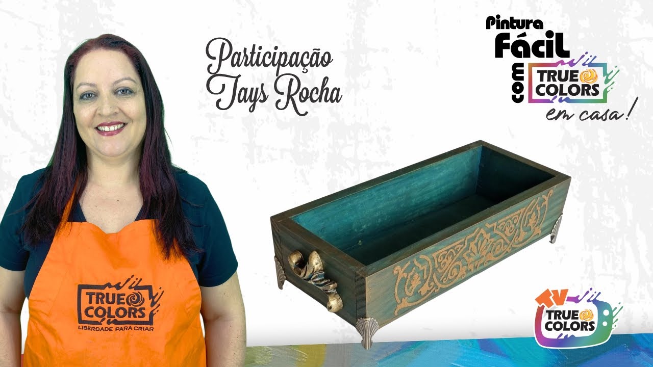 Caixote de Pinus com envelhecimento colorido - Tays Rocha