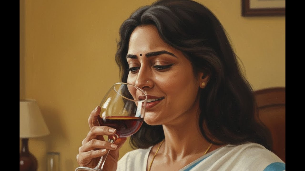 සුන්දර බිරිඳකට වයින් වීදුරුවක්! -