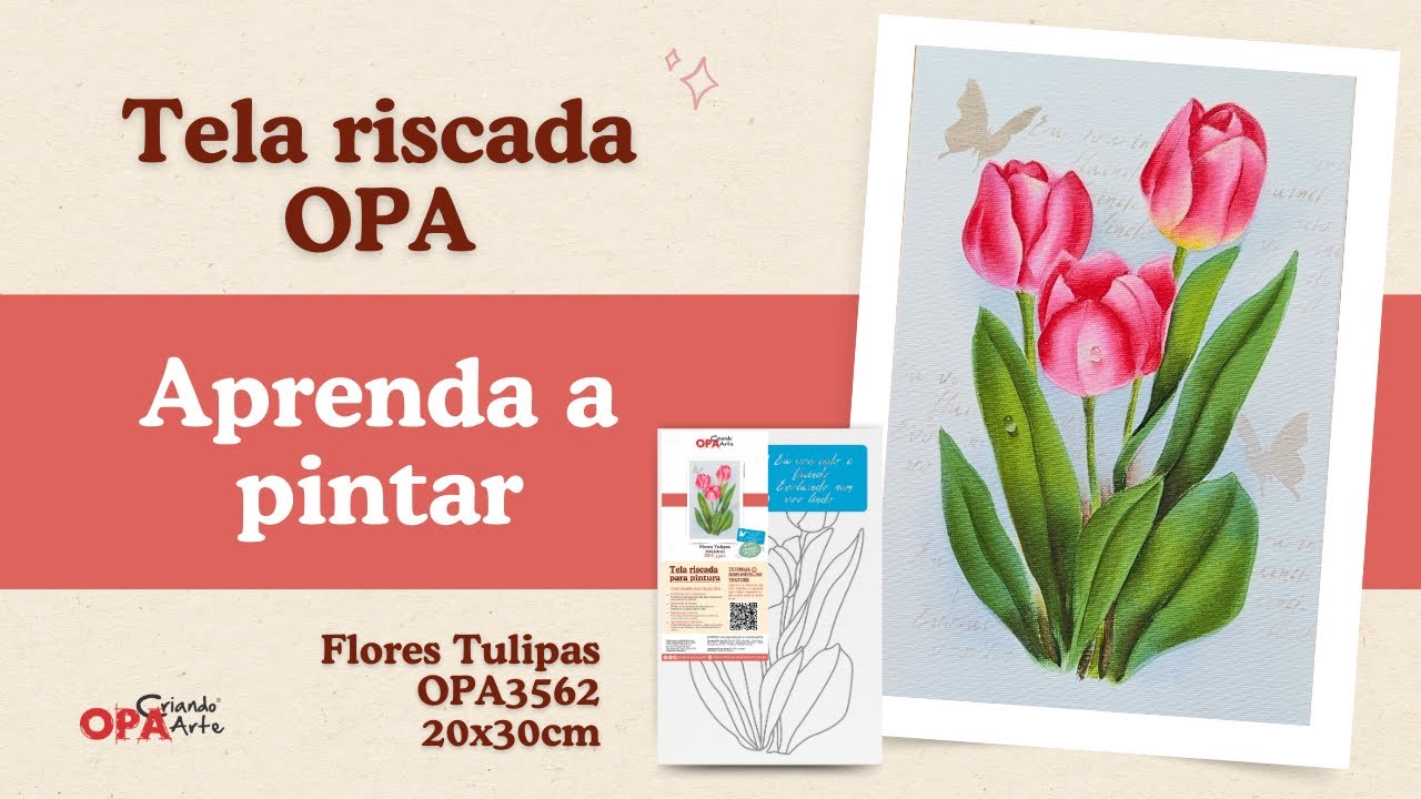 Pintura em tela riscada - Flores Tulipas OPA3562 (20x30cm)