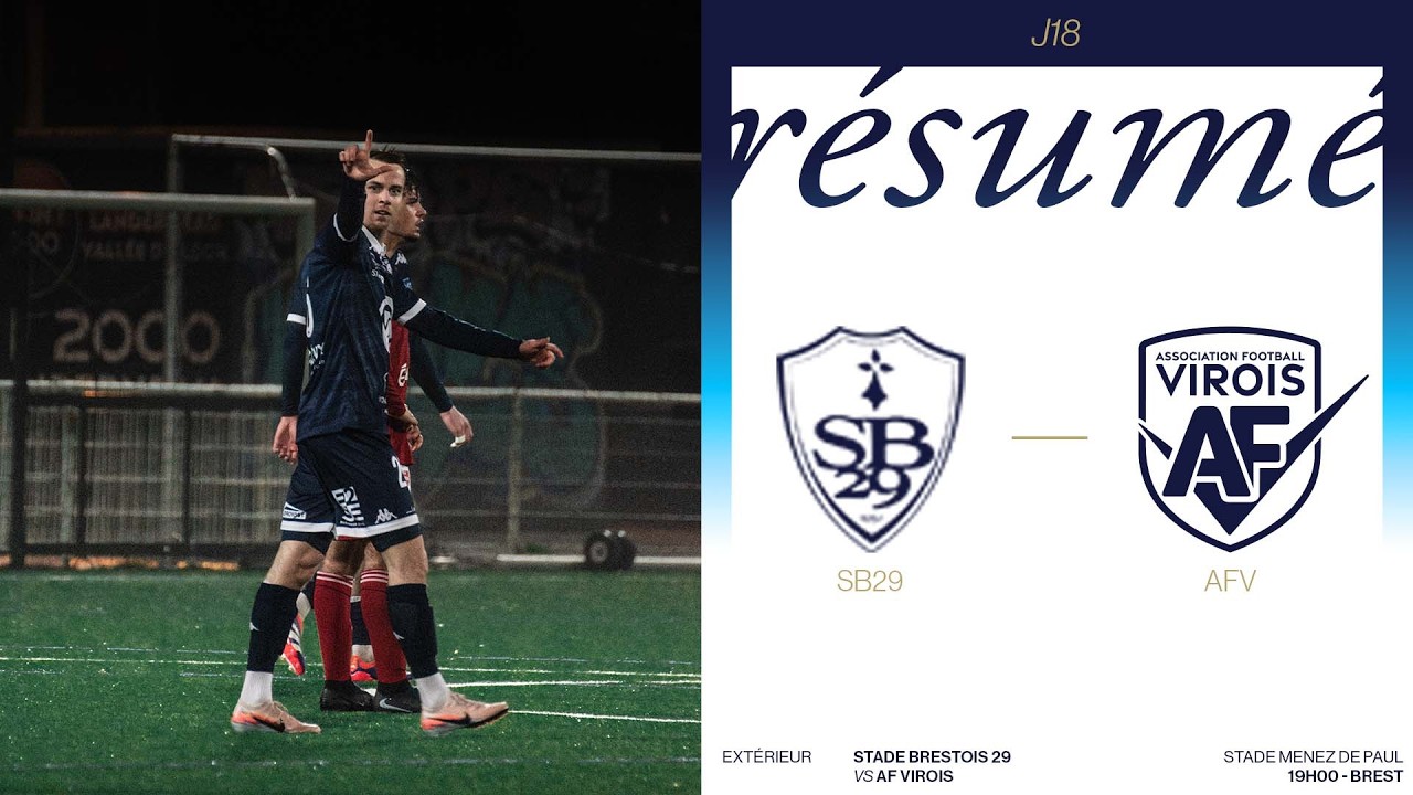 Le résume de Stade Brestois 29 - AF Virois : 3 points de plus. (0-2) 🤩