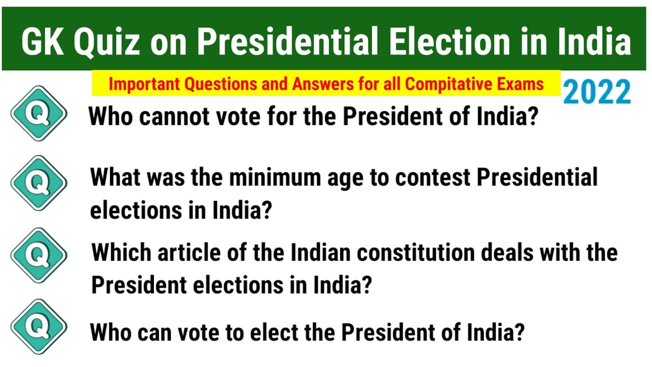 GK Quiz on President Elections in India for all Competitive exams || Current affairs 2022