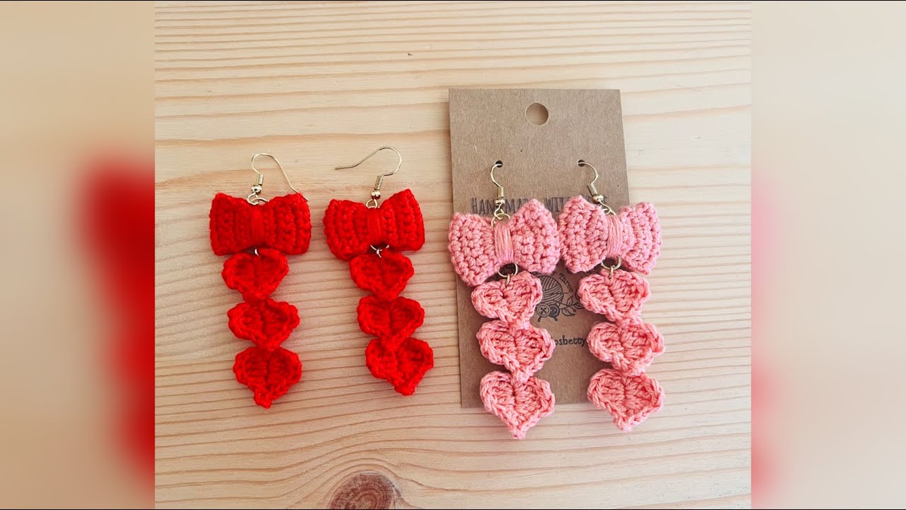 Aretes-Guirnalda Corazón y moño adicional.