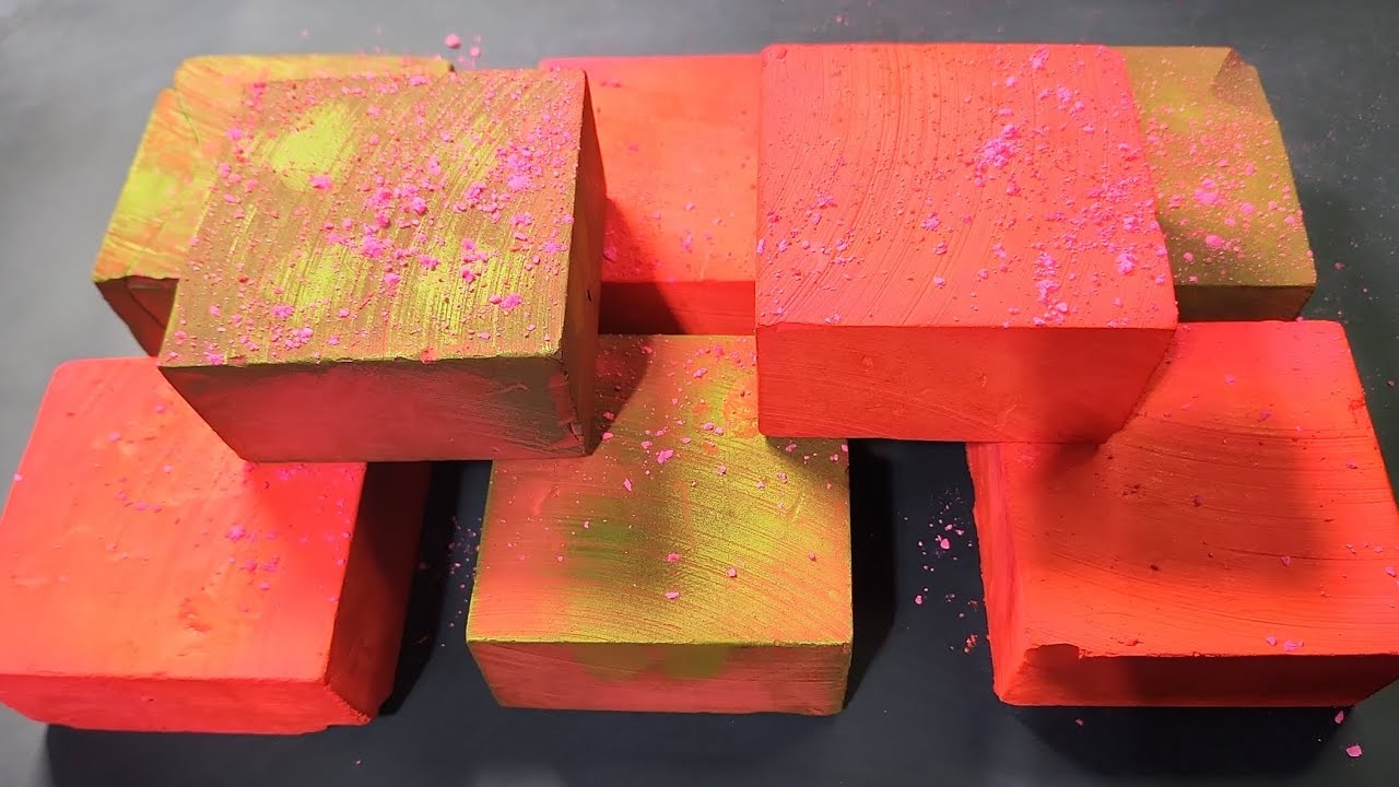 Pretty in Pink | Dyed Chalk Blocks I Crispy and Dusty | ASMR I Oddly Satisfying