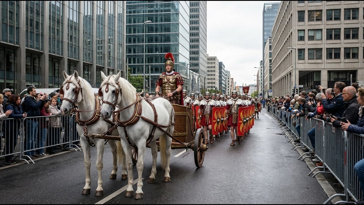 Stunning Roman Legion Formation Recreated in the Heart of a Modern City