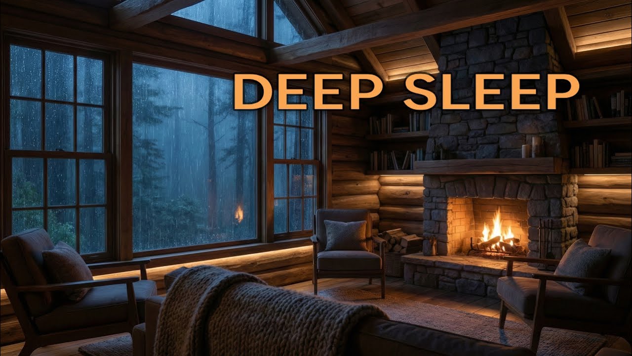 Sleep Instantly with Rain Sounds 🌧️ Cozy Cabin at Night