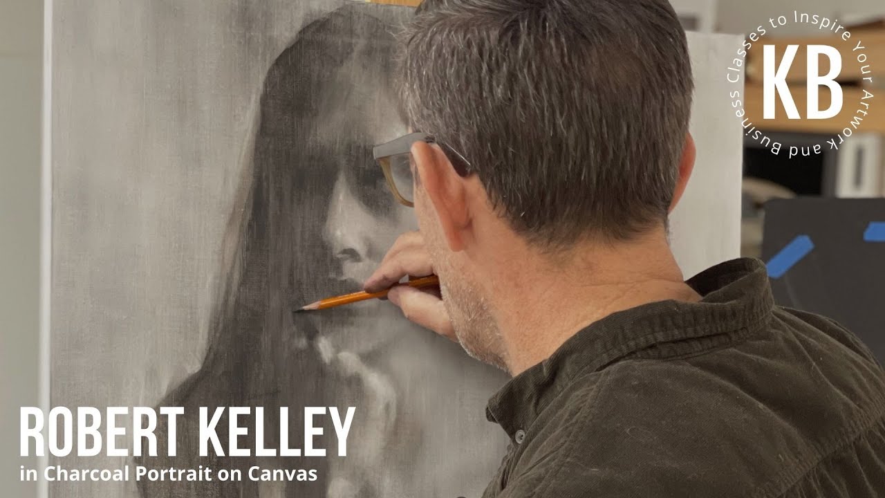 Robert Kelley in Charcoal Portrait on Canvas