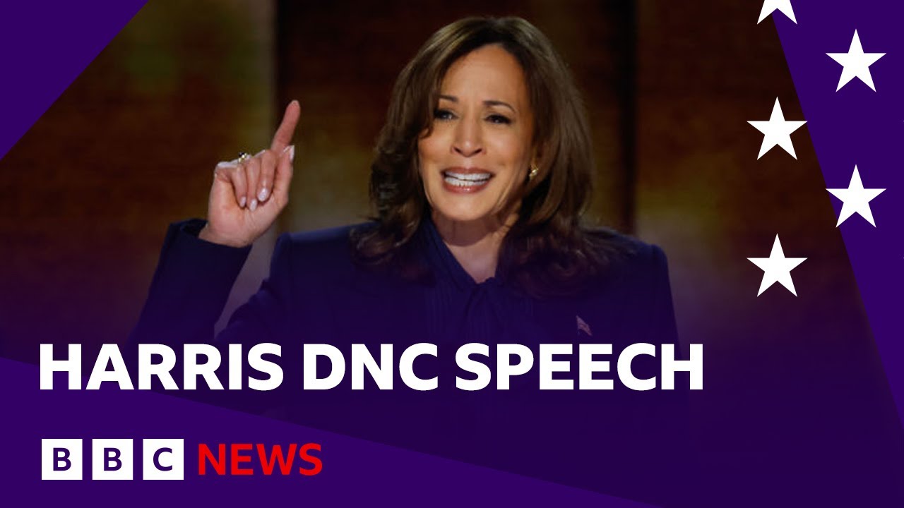 Kamala Harris accepts Democratic nomination for president on final night of DNC | BBC News