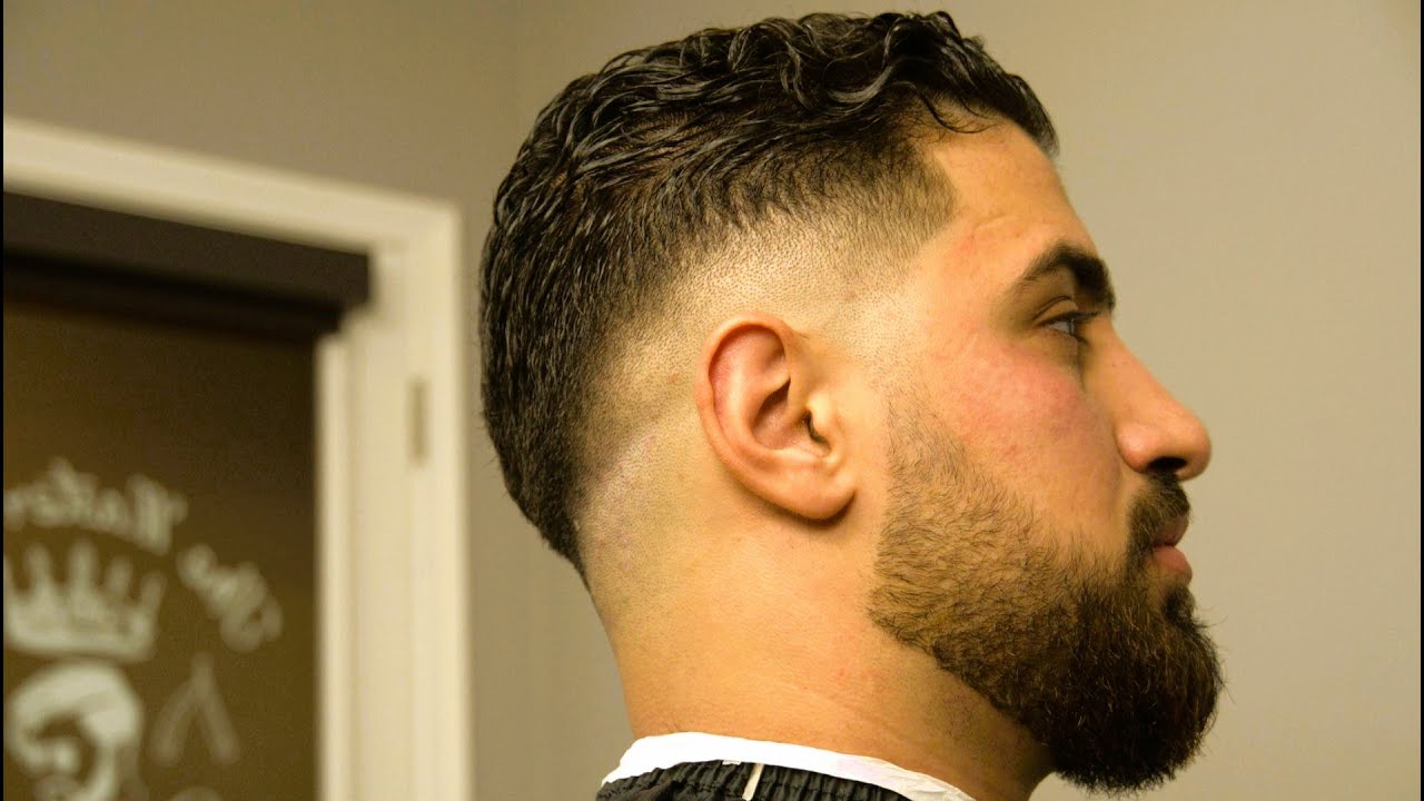 how to fade wavy hair with beard trim