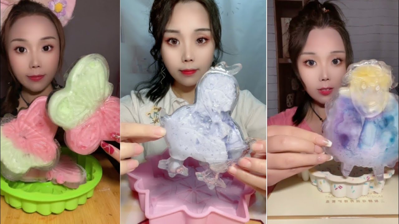 CRUNCHY ICE WITH COLORED FOAM | THIN FOAM ICE INSIDE #iceeating #asmrice #foamice