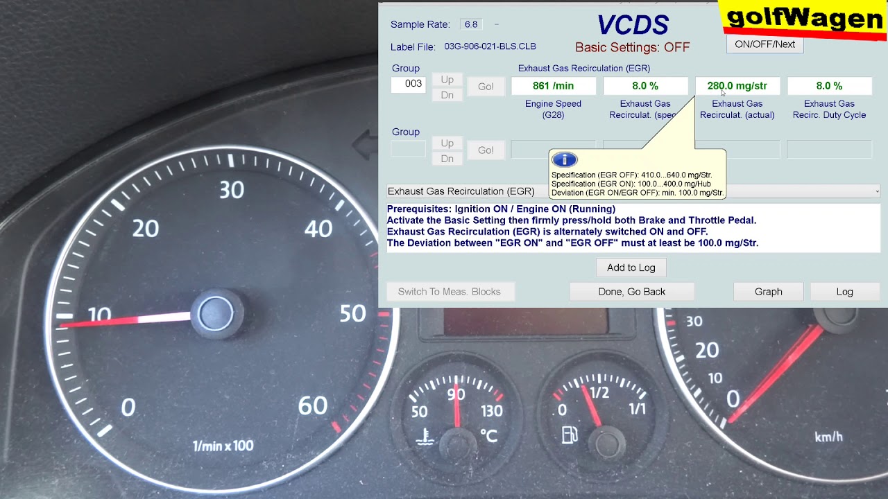 VW Golf 5, 1.9TDI EGR basic settings VCDS test /I do not know what to do/