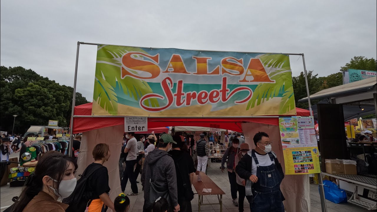 Tokyo Japan Salsa Street Festival Uenu Park. Dancing Drinking Eating on a Sunday Afternoon in Tokyo.
