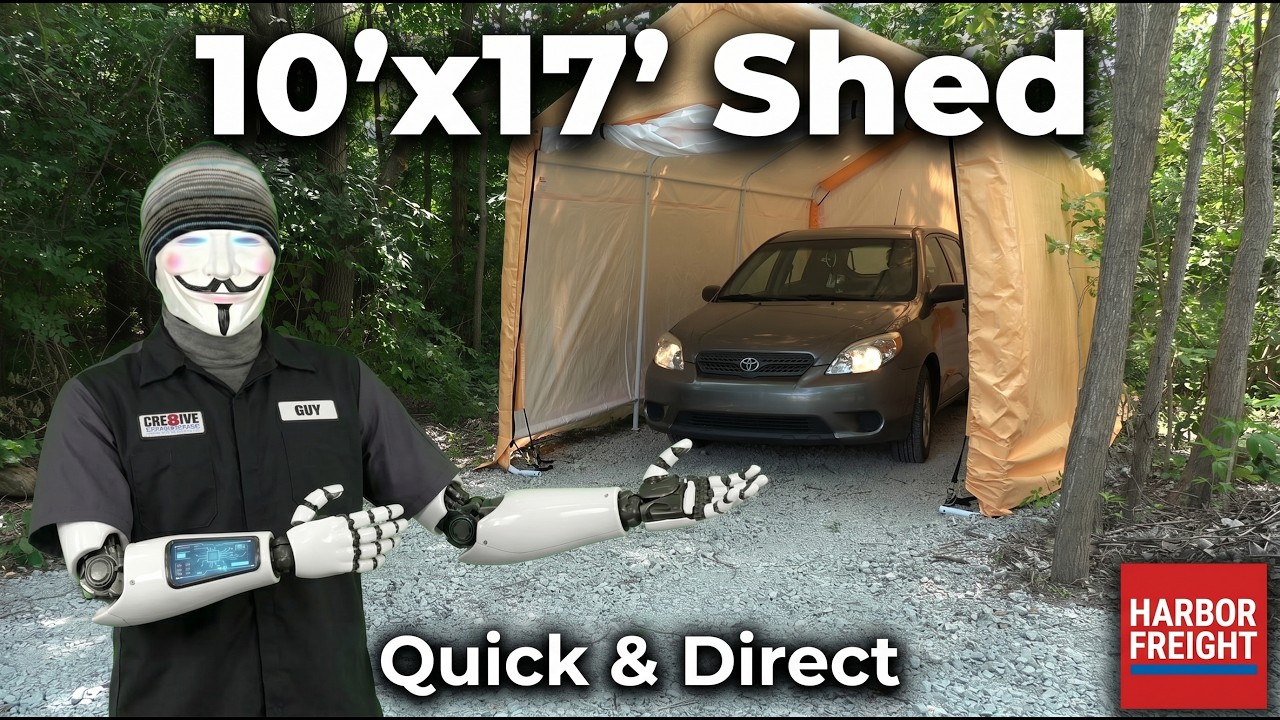 Сборка сарая Harbor Freight 10x17 футов, портативный автомобильный навес CoverPro размером 10x17 ...